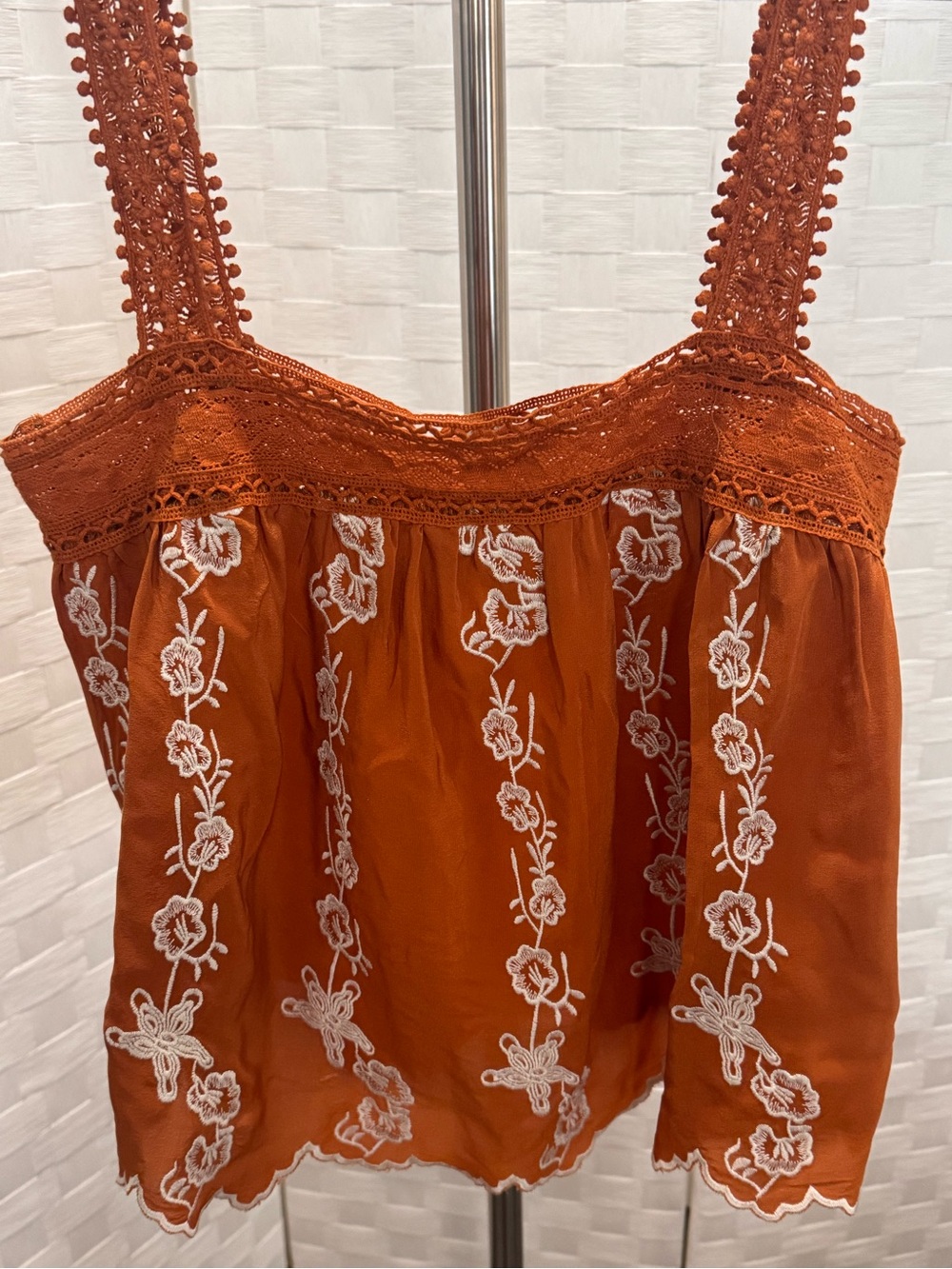 Show Me Your MuMu Rust Orange Embroidered Camisole